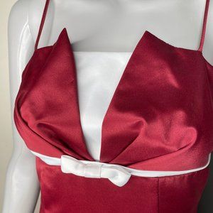 Maroon Evening Gown with White Accents